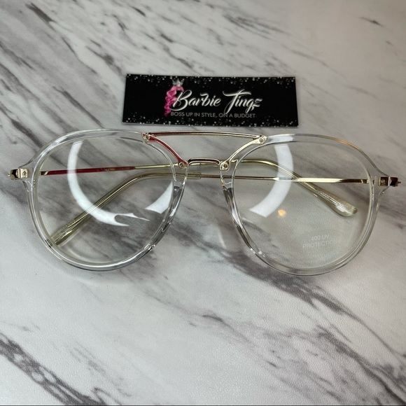 NWT Retro Gold Clear Frame Glasses - UV400 Protection - Picture 3 of 5